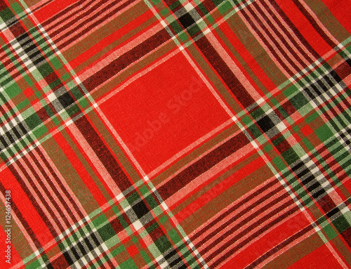 Red tartan fabric.