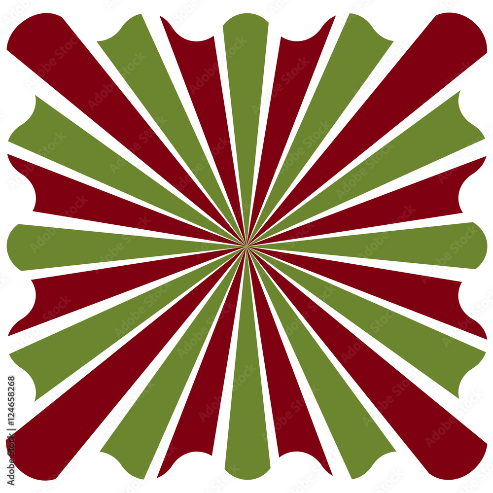 Fototapeta premium Abstract Christmas sunburst background - Red and green colors Xmas illustration
