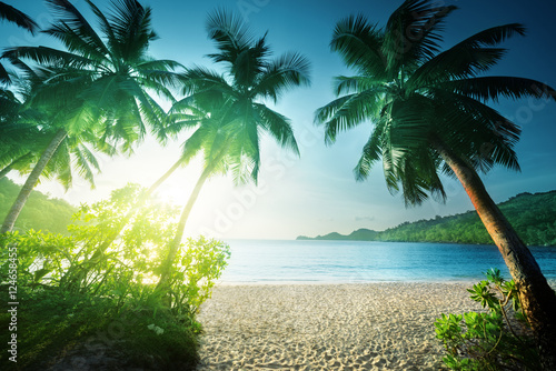 sunset on Seychelles beach