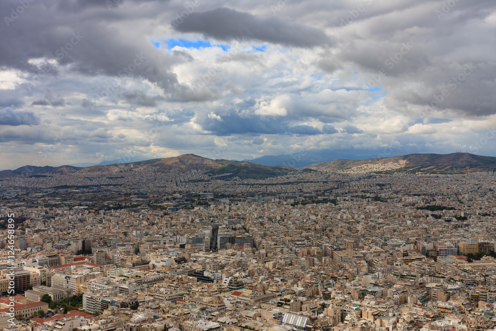 Aerial view of Athens from mount Lycabettus
