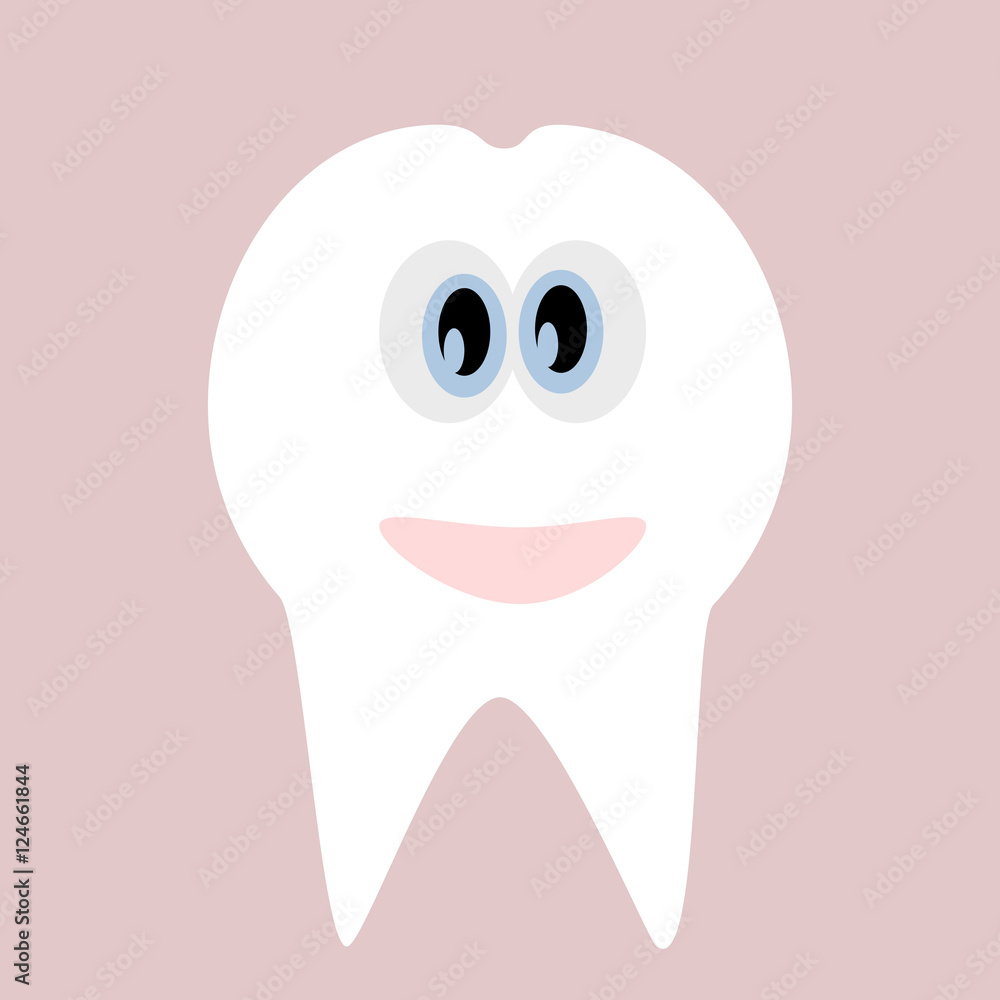 Obraz premium Tooth icon. Cute funny cartoon smiling character.