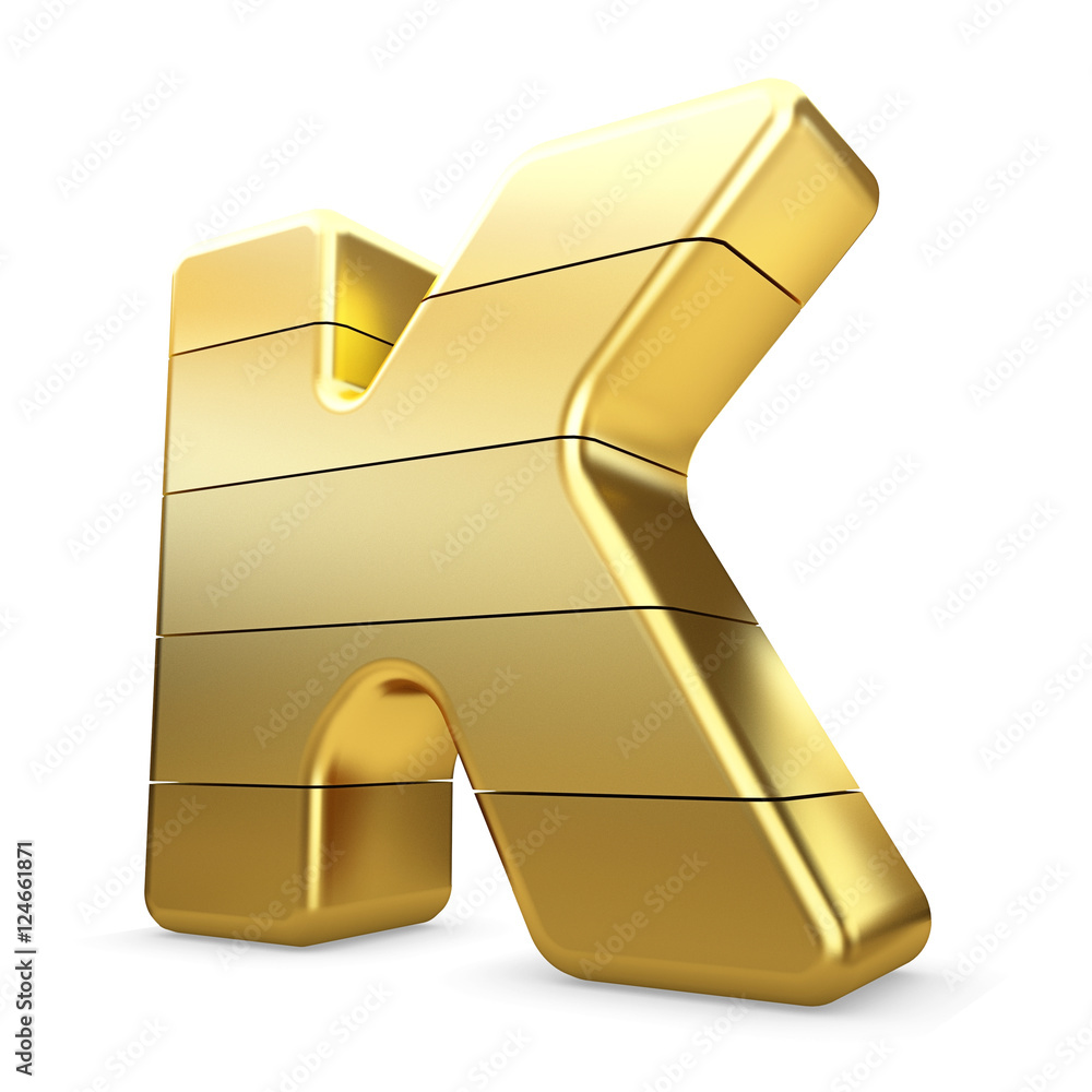 3d gold letter K isolated white background. Stock Illustration | Adobe ...