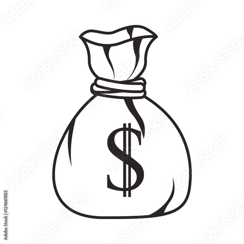 money sack with bills icon silhouette over white background. vector illustration