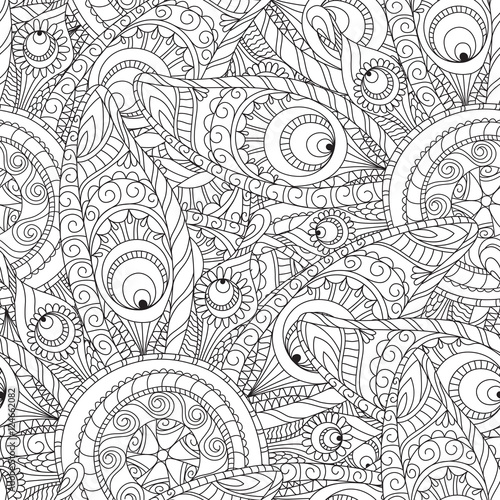 Seamless floral pattern in white and black colors