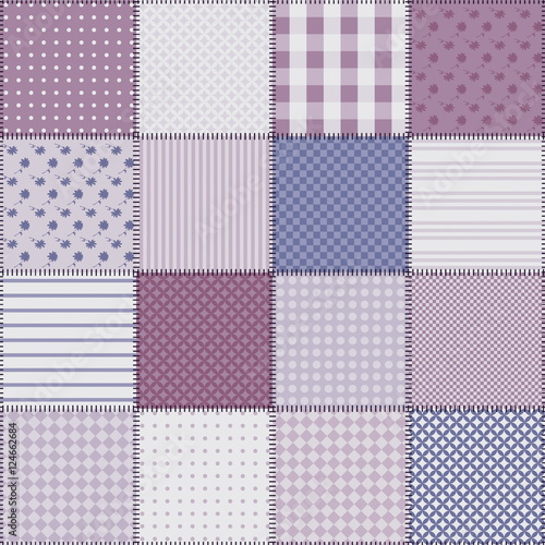 Vintage seamless patchwork background with different patterns.