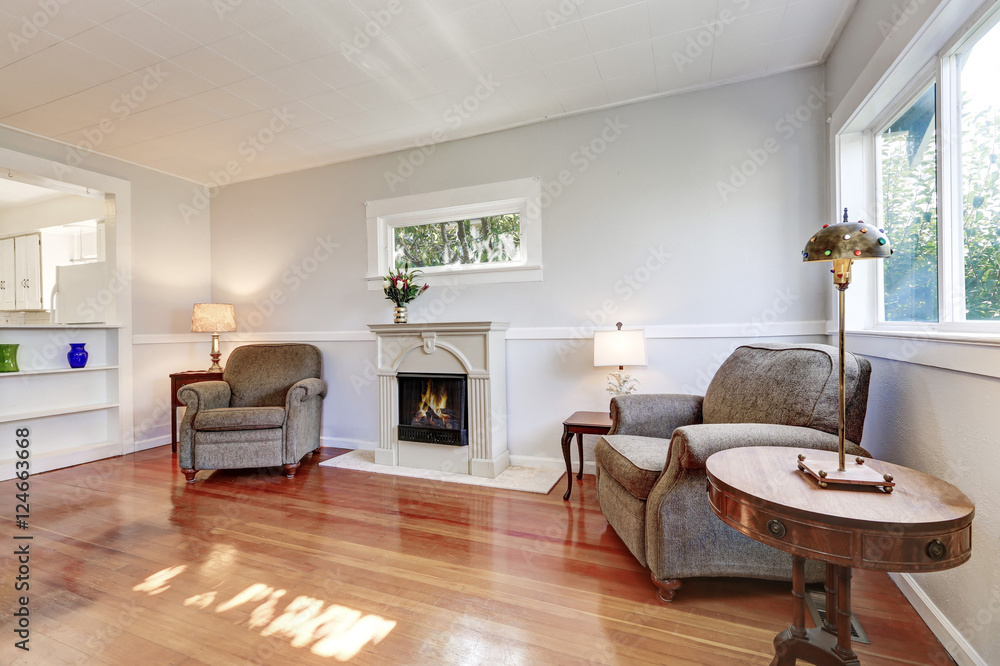 American living room interior with retro details American living room interior with retro details