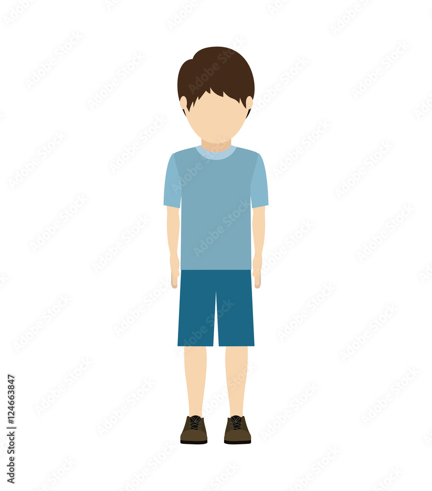 Fototapeta premium avatar male kid wearing casual clothes over white background. vector illustration