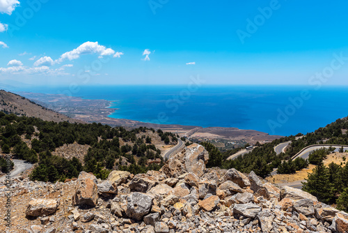 Mountain road to Chora Sfakion at southern coast of Crete island © gorelovs
