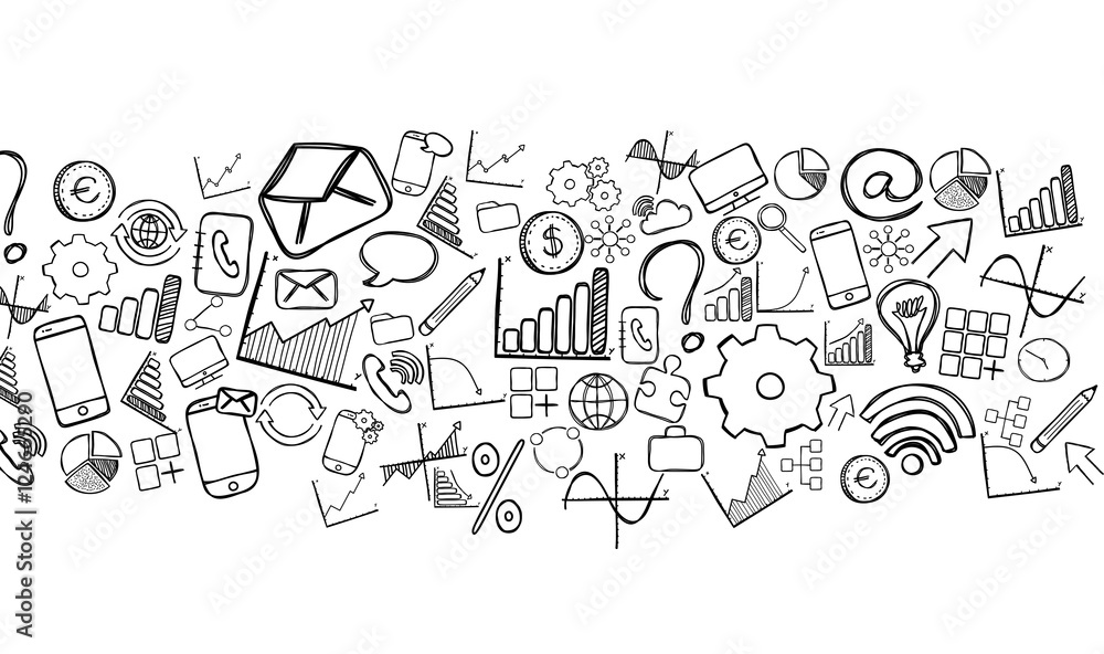 Fresco of business hand drawn icons Fresco of business hand drawn icons