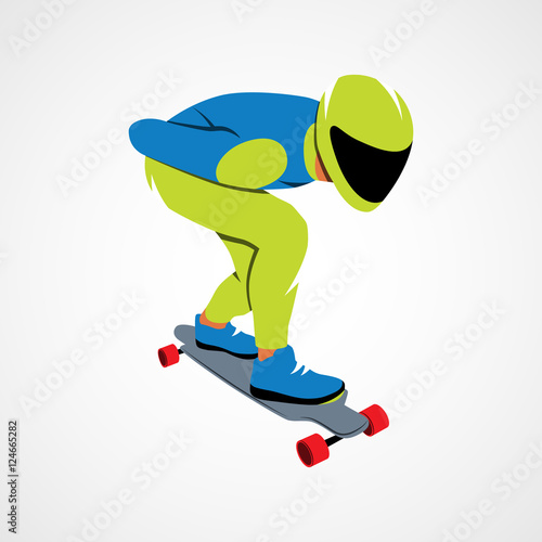 Skateboarder longboarding downhill