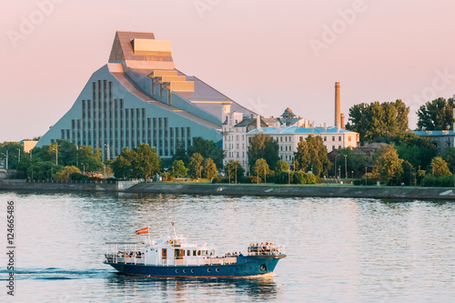Riga, Latvia. View Of Building Of National Library Lock Of Light photo