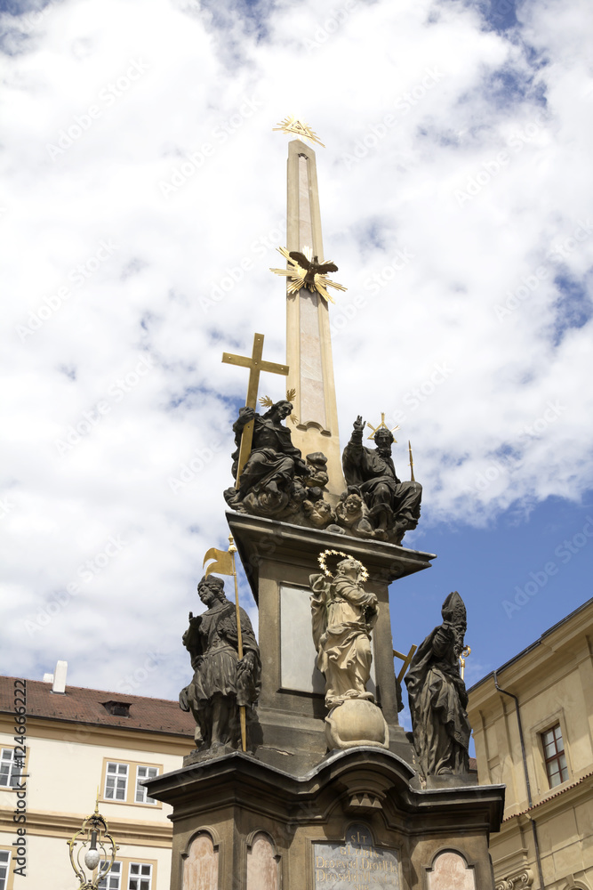Holy Trinity Column (Plague Column) at Lesser Town Square (Mala Strana). Prague, Czech Republic
