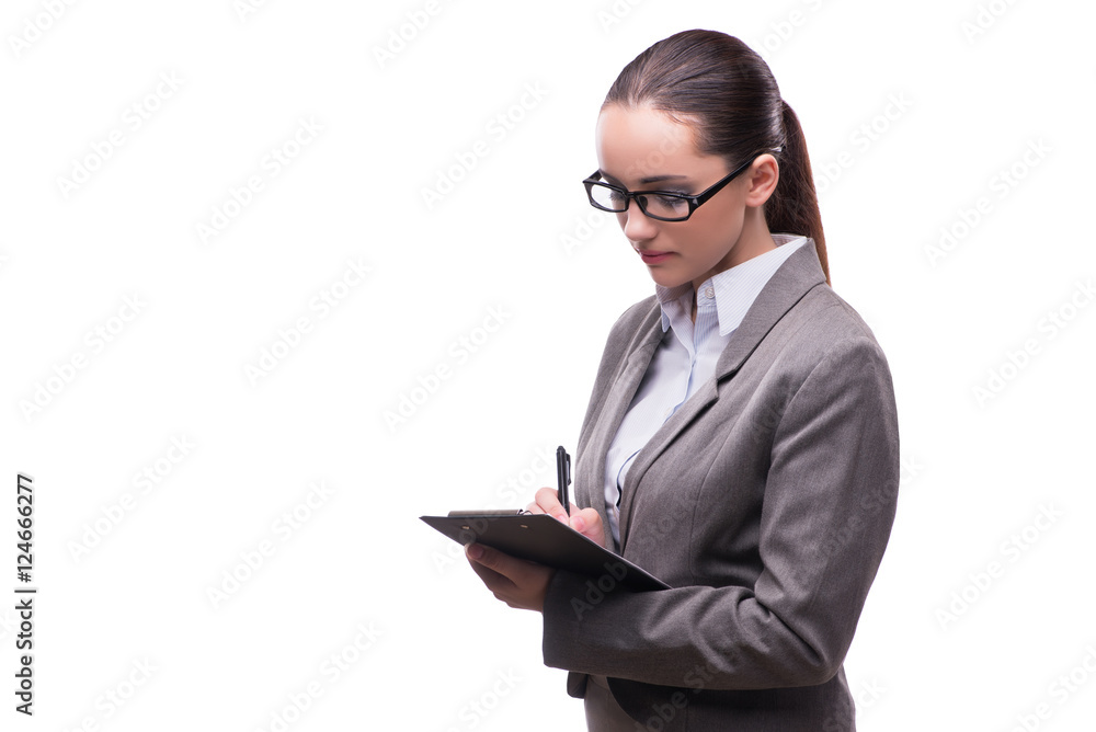 Elegant beautiful businesswoman in business concept isolated on 