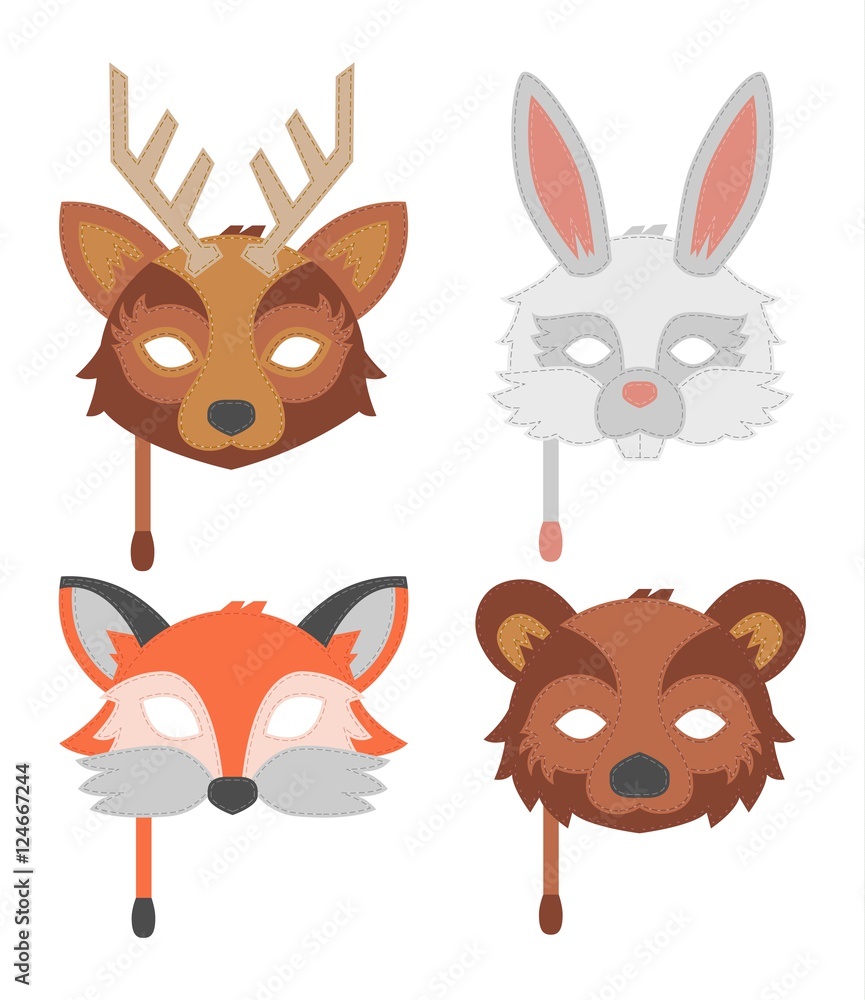 Cartoon animal party mask vector. Cartoon animal party mask vector.