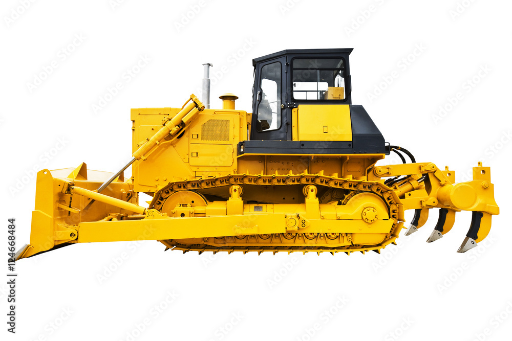 Obraz premium Bulldozer isolated on white.