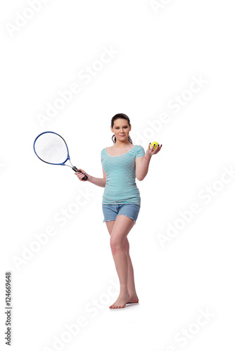 Young woman in sports concept isolated on the white © Elnur