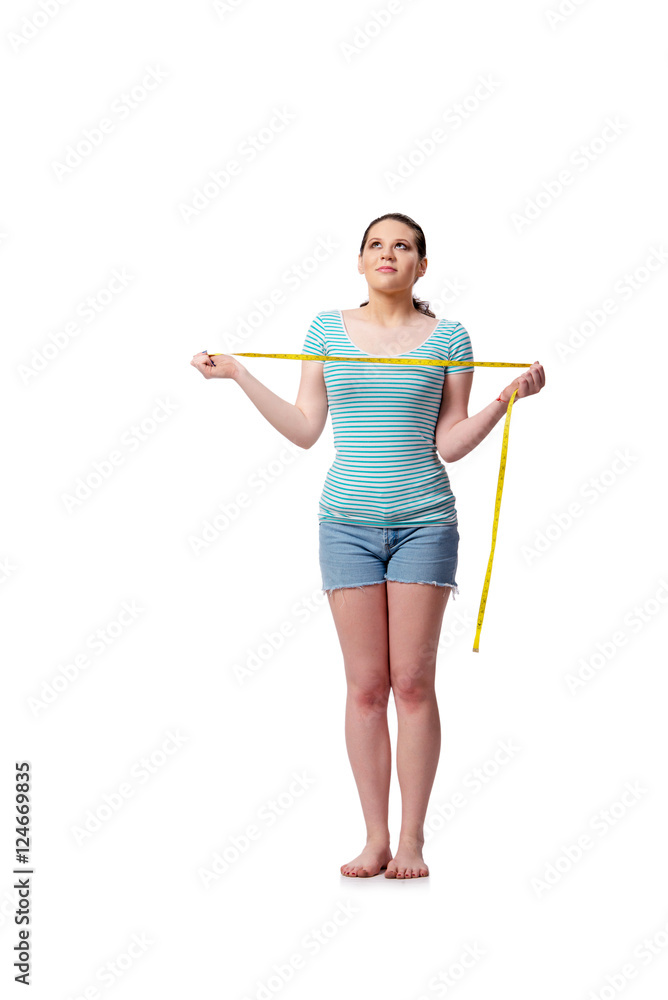 Young woman in sports concept isolated on the white Young woman in sports concept isolated on the white