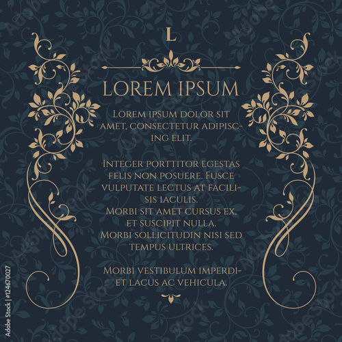 Graphic design page. Decorative floral border. Classic seamless pattern.