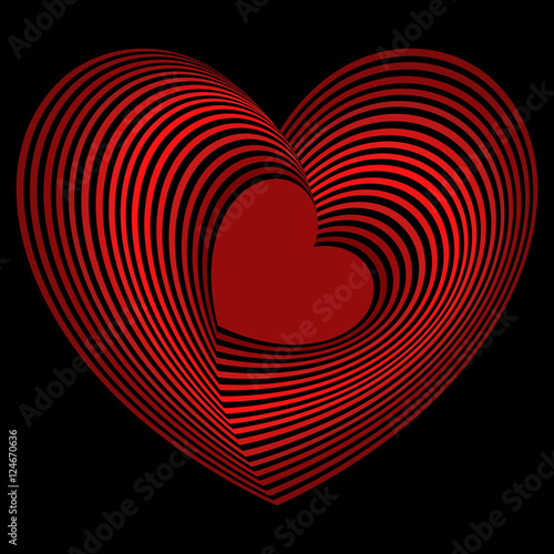 Red heart into the many heart shapes over black