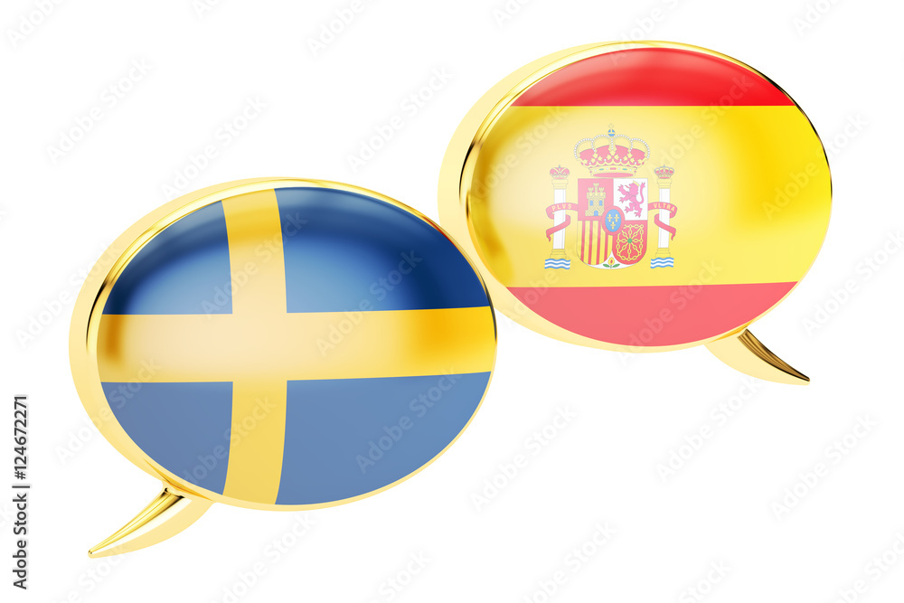 Speech bubbles, SpanishSwiss translation concept. 3D rendering Stock