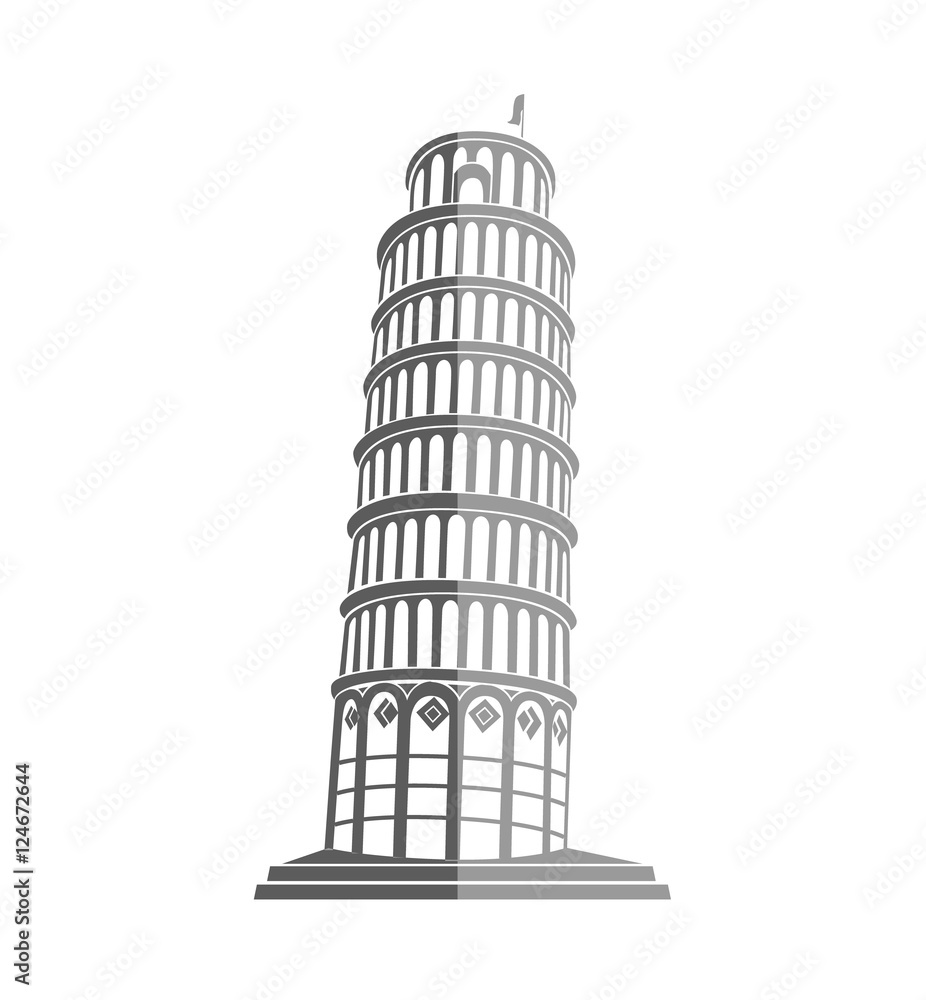 Tower of Pisa in Italy flat icon