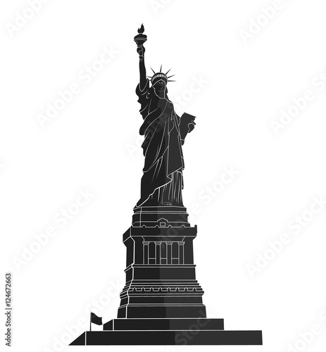 Statue of Liberty. New York landmark. flat silhouette