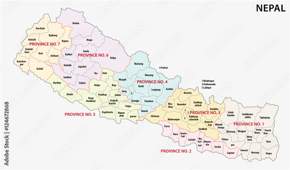 nepal administrative and political (province) map
