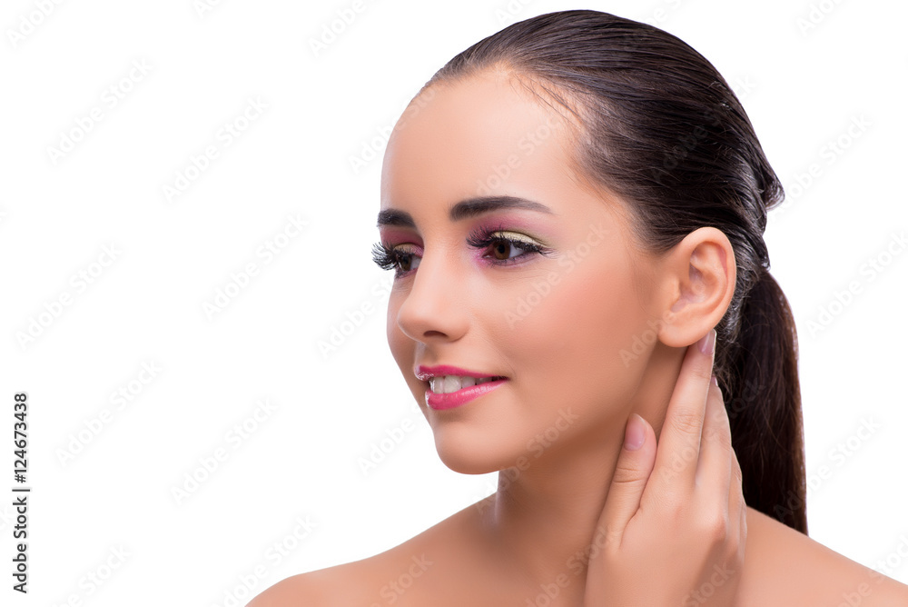 Woman in beauty spa concept isolated on white