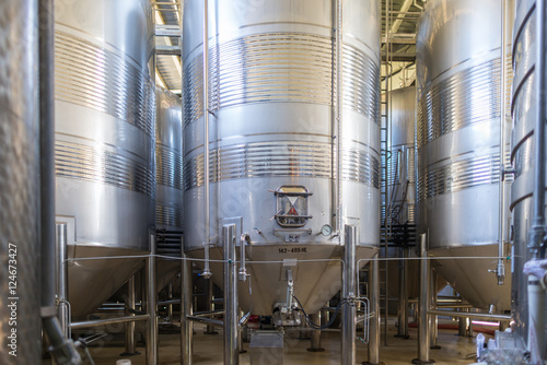 Montsant winery from the cellar of Capcanes in the same village. First fermentation in stainless steel tanks, later in wine barrels. Viticulture is the main economic factor of the region photo