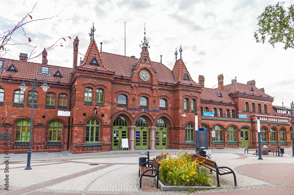 Railway station building in Malbork, Poland