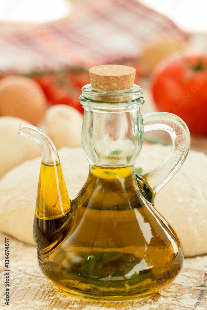 Ingredients for preparing a vegetarian pizza Ingredients for preparing a vegetarian pizza