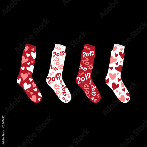 Christmas socks with numbers 2017 New Year's and Valentine's Day