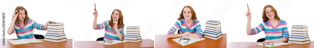 Young student with books isolated on white Young student with books isolated on white