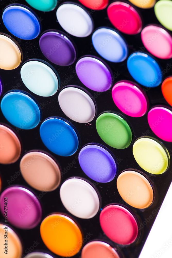 Set of colourful shadow for make-up isolated on white Set of colourful shadow for make-up isolated on white