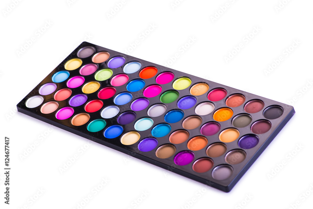 Set of colourful shadow for make-up isolated on white Set of colourful shadow for make-up isolated on white