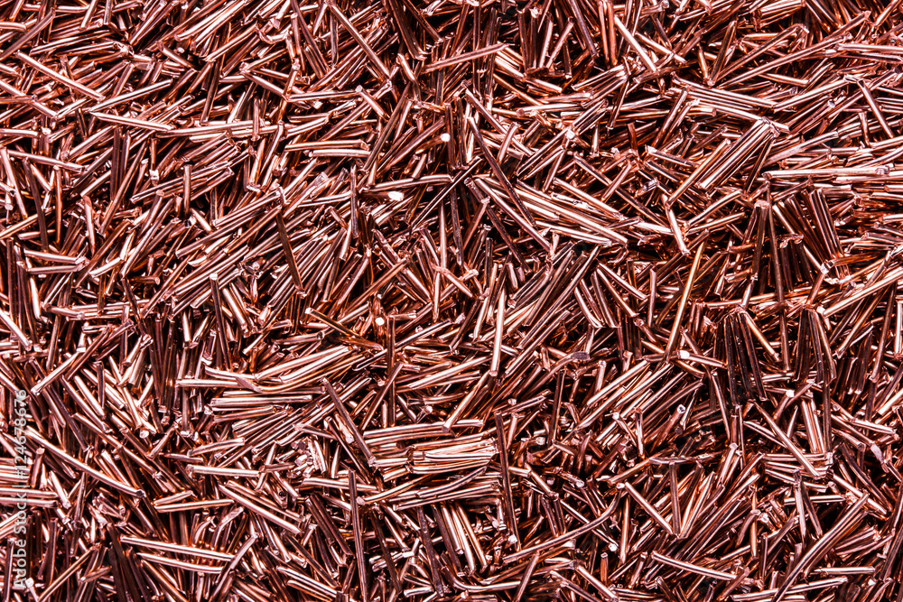 Copper wire cut into pieces texture. Copper wire cut into pieces texture.