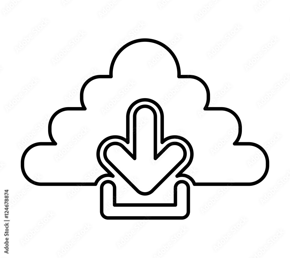 cloud computing with arrow download vector illustration design cloud computing with arrow download vector illustration design