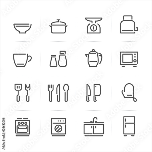 Kitchen icons with White Background 