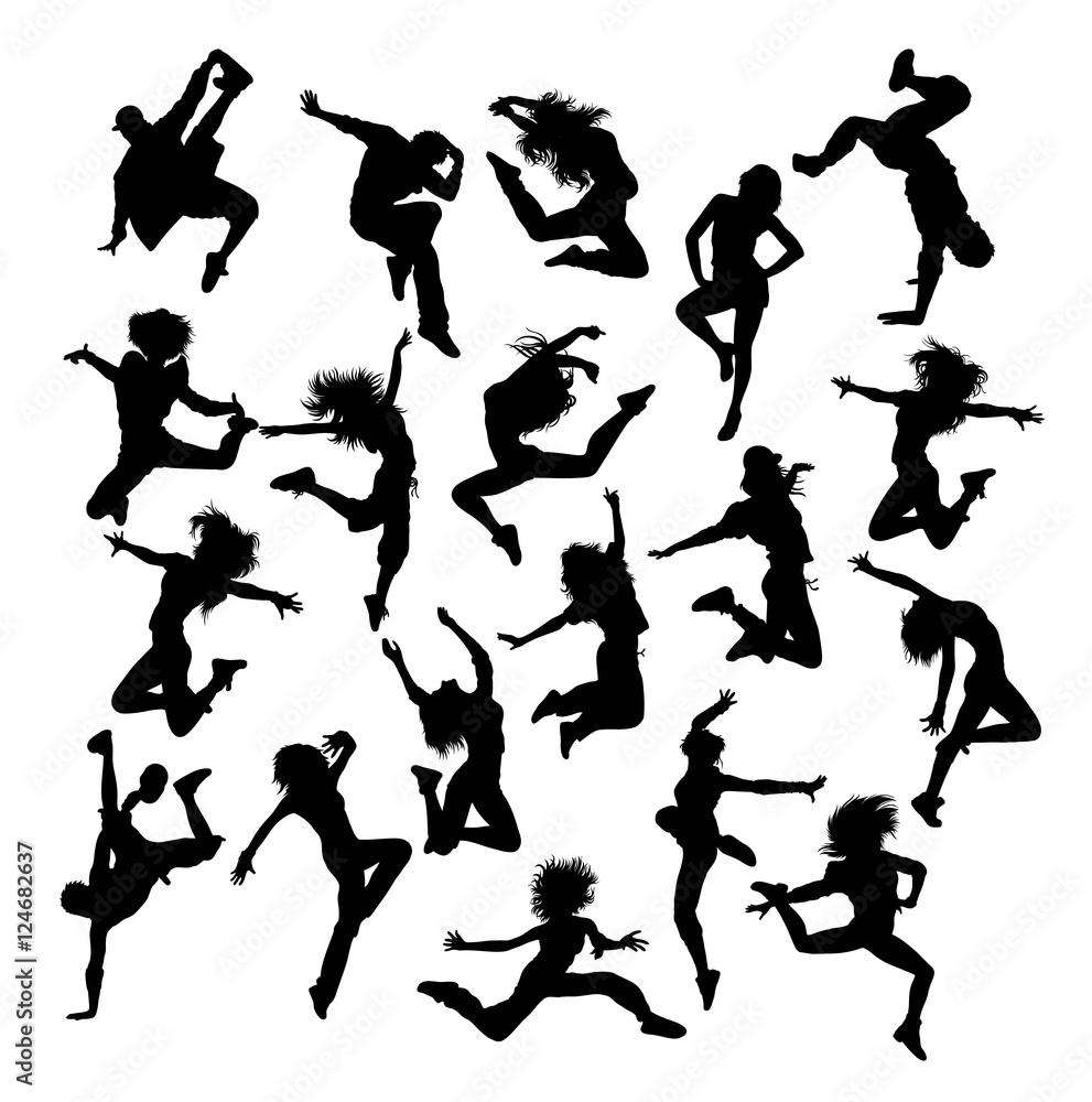 Hip Hop Dancing Silhouette, art vector design