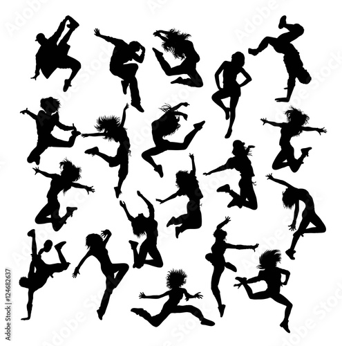 Hip Hop Dancing Silhouette  art vector design