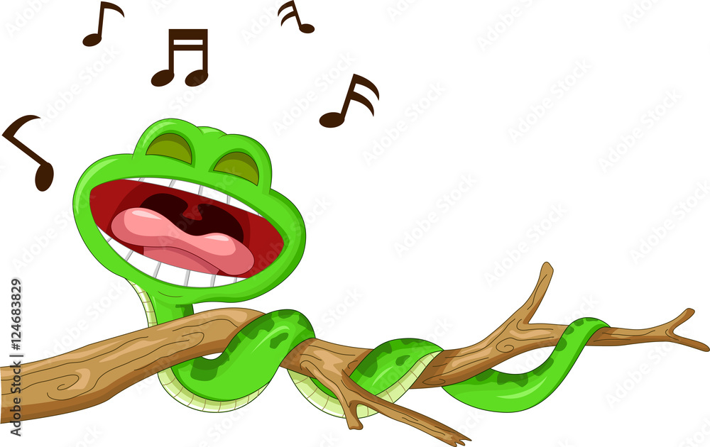 Obraz premium snake cartoon singing