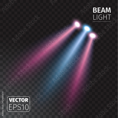 Realistic beam lights on transparent background.