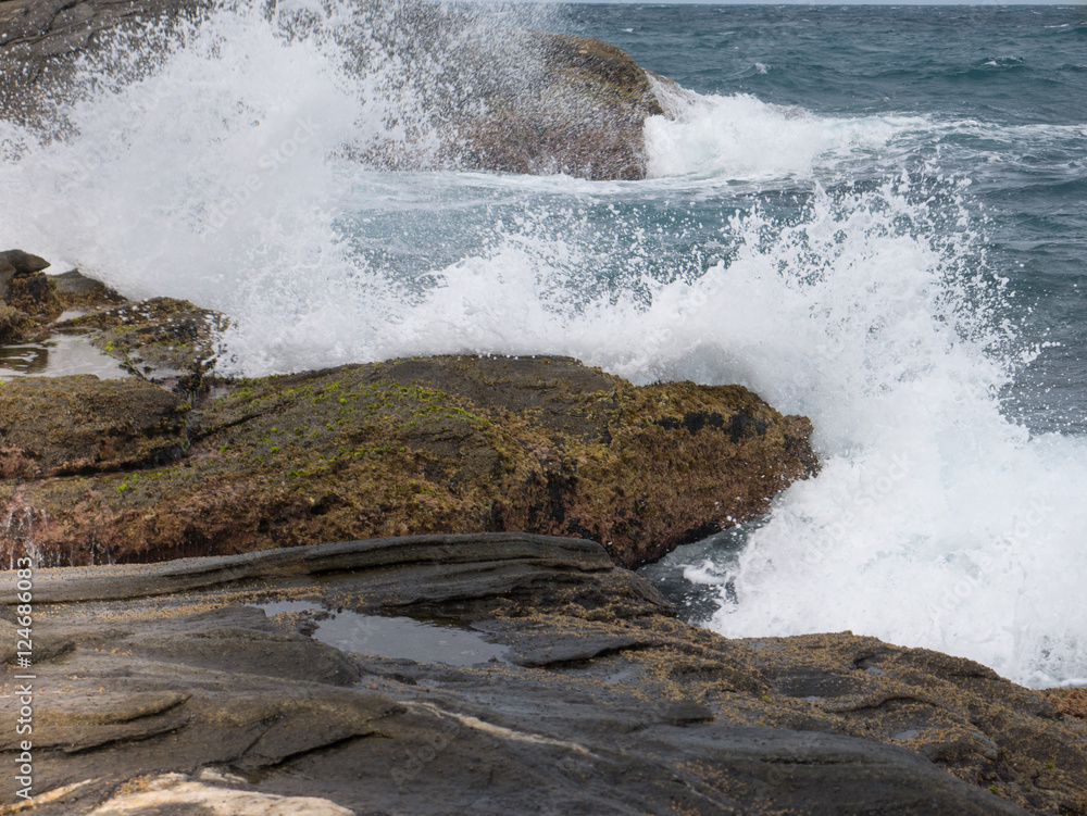 Waves Splashes on the rocks