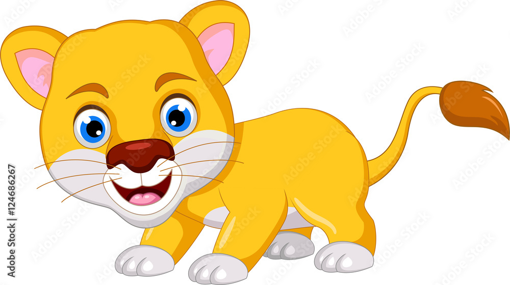 Naklejka premium lion cartoon posing