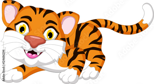 Fototapeta Naklejka Na Ścianę i Meble -  Cute tiger cartoon posing for you design
