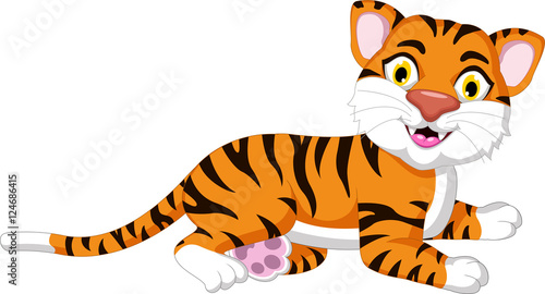Fototapeta Naklejka Na Ścianę i Meble -  Cute tiger cartoon posing