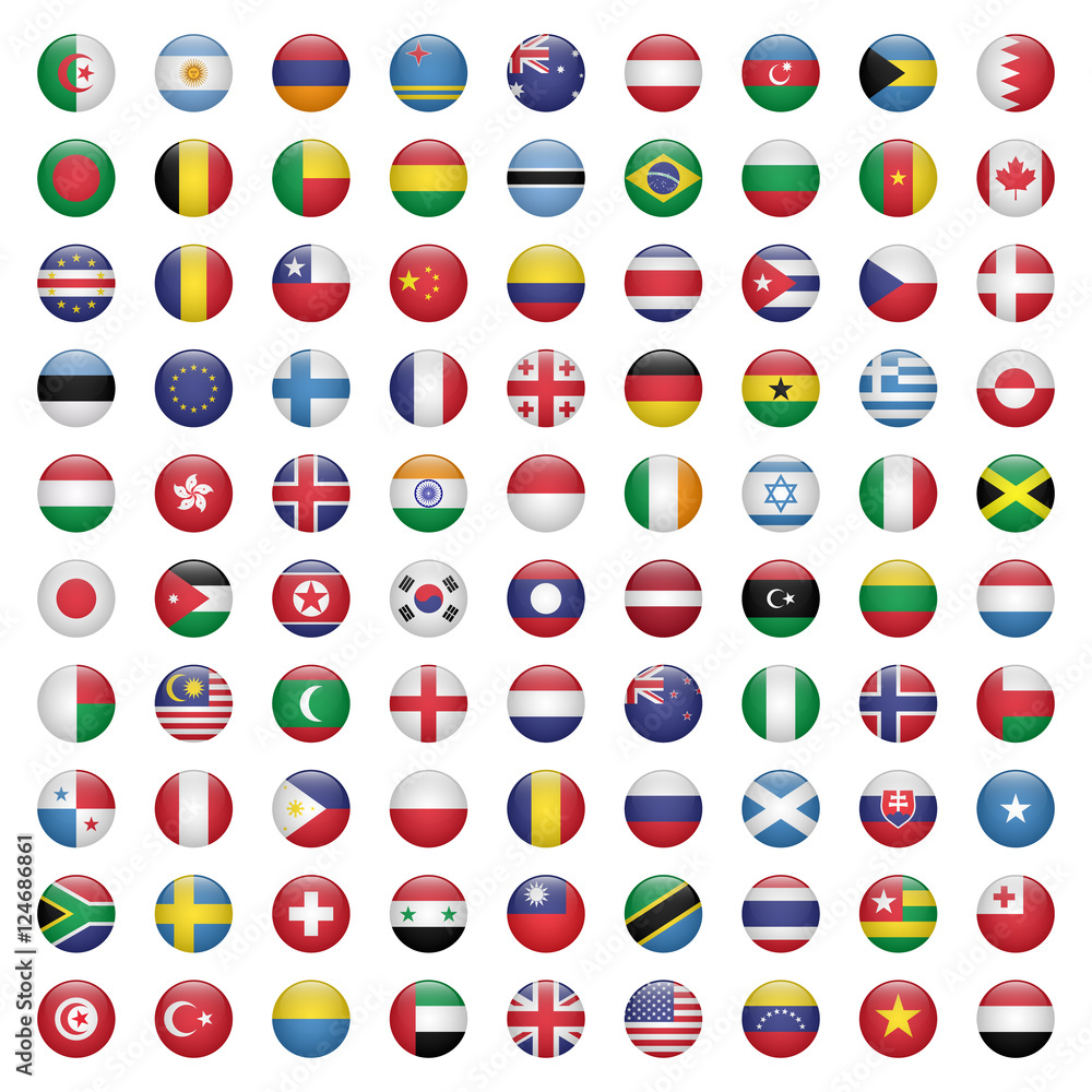 Set of circle flag icons vector illustration Set of circle flag icons vector illustration