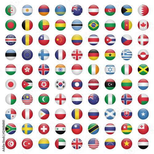 Set of circle flag icons vector illustration © thenatchdl