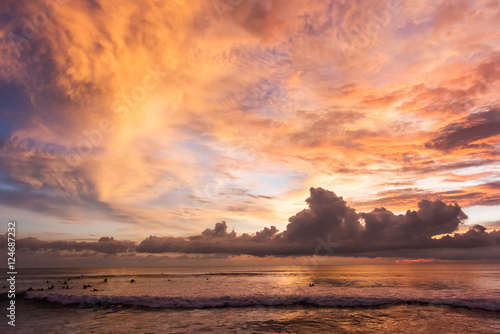 Sunset at Batu Bolong Beach in Canggu, Bali, Indonesia