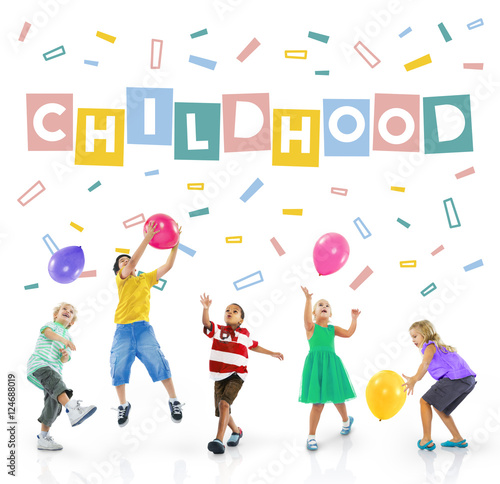 Childhood Children Confetti Cubes Graphic Concept